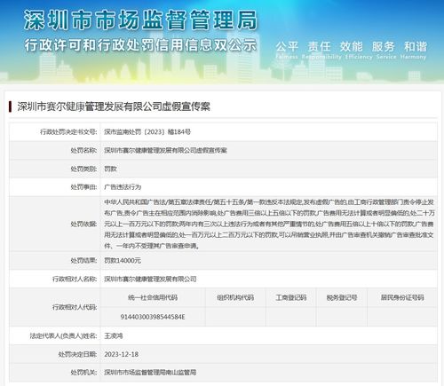 深圳市赛尔健康管理发展有限公司虚假宣传案