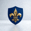 巴黎圣日耳曼足球队队徽，深蓝色背景与金色 fleur-de-lis